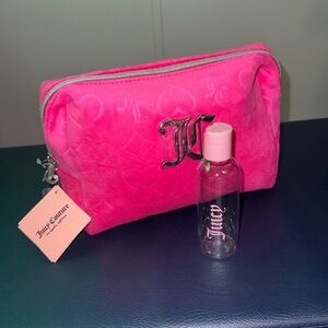 Juicy couture cosmetics bag with lotion bottle